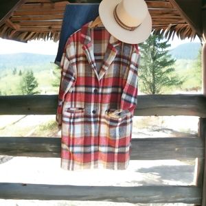 Women's Plaid Shacket, Long Sleeve Button Up Flannel